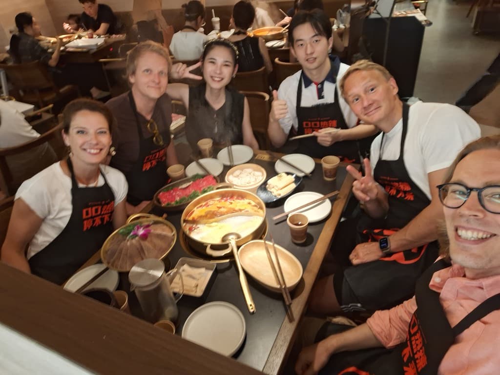 Group dinner at hot pot restaurant, Nanchang